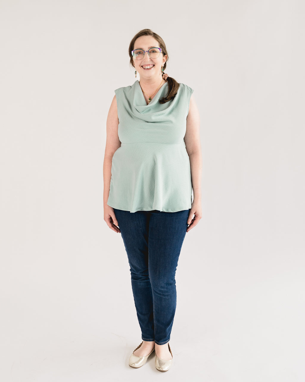 Adaptive Cowl Neck Top with Snaps