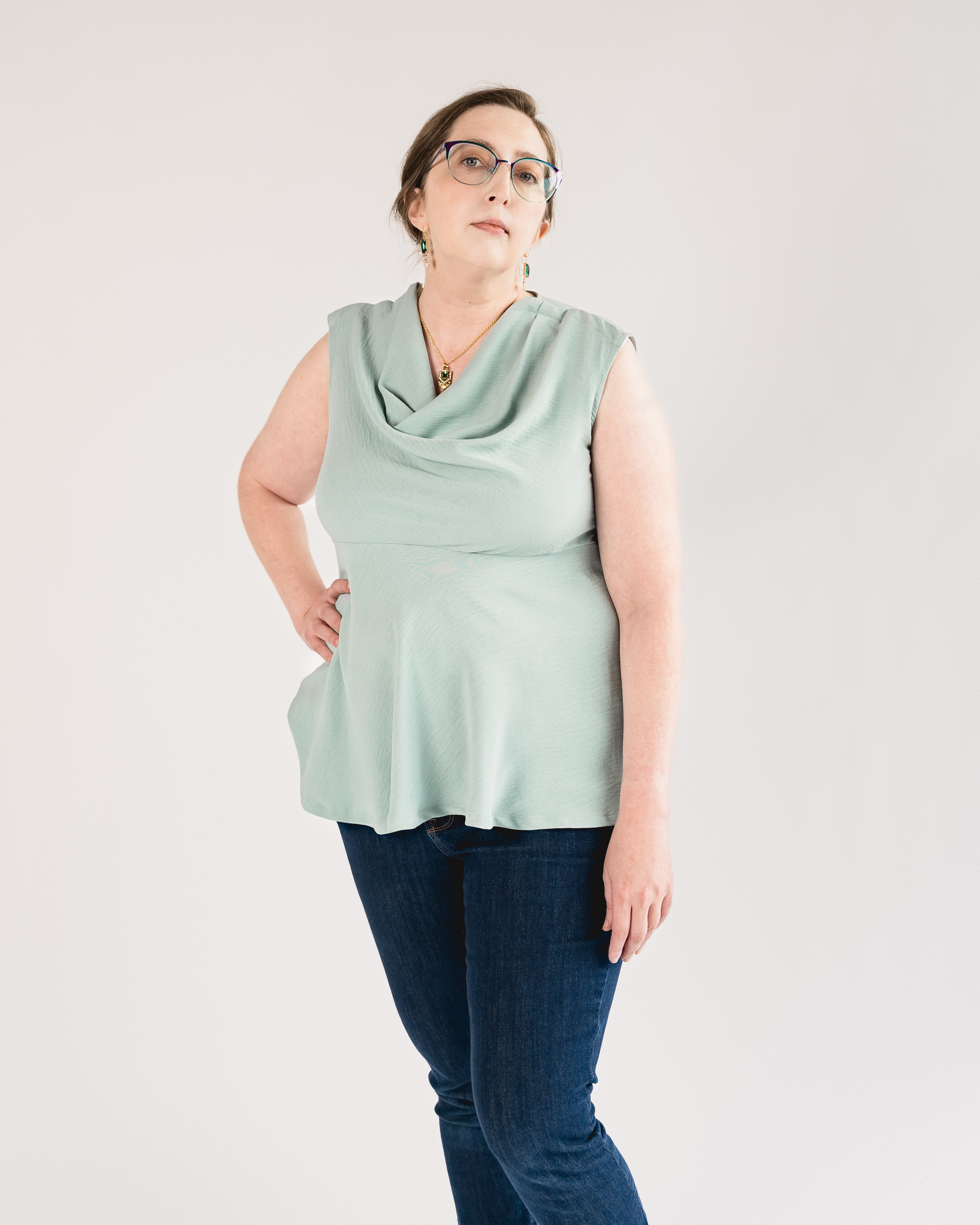 Adaptive Cowl Neck Top with Snaps