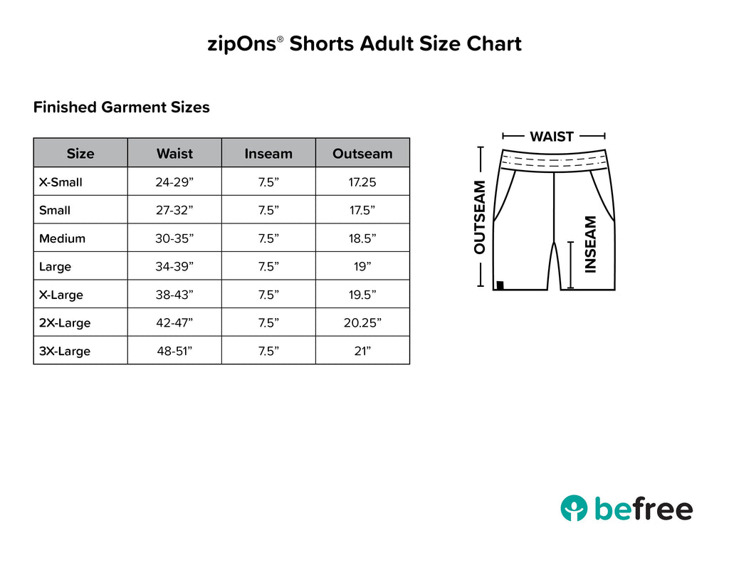 zipOns Adult Lightweight Adaptive Shorts