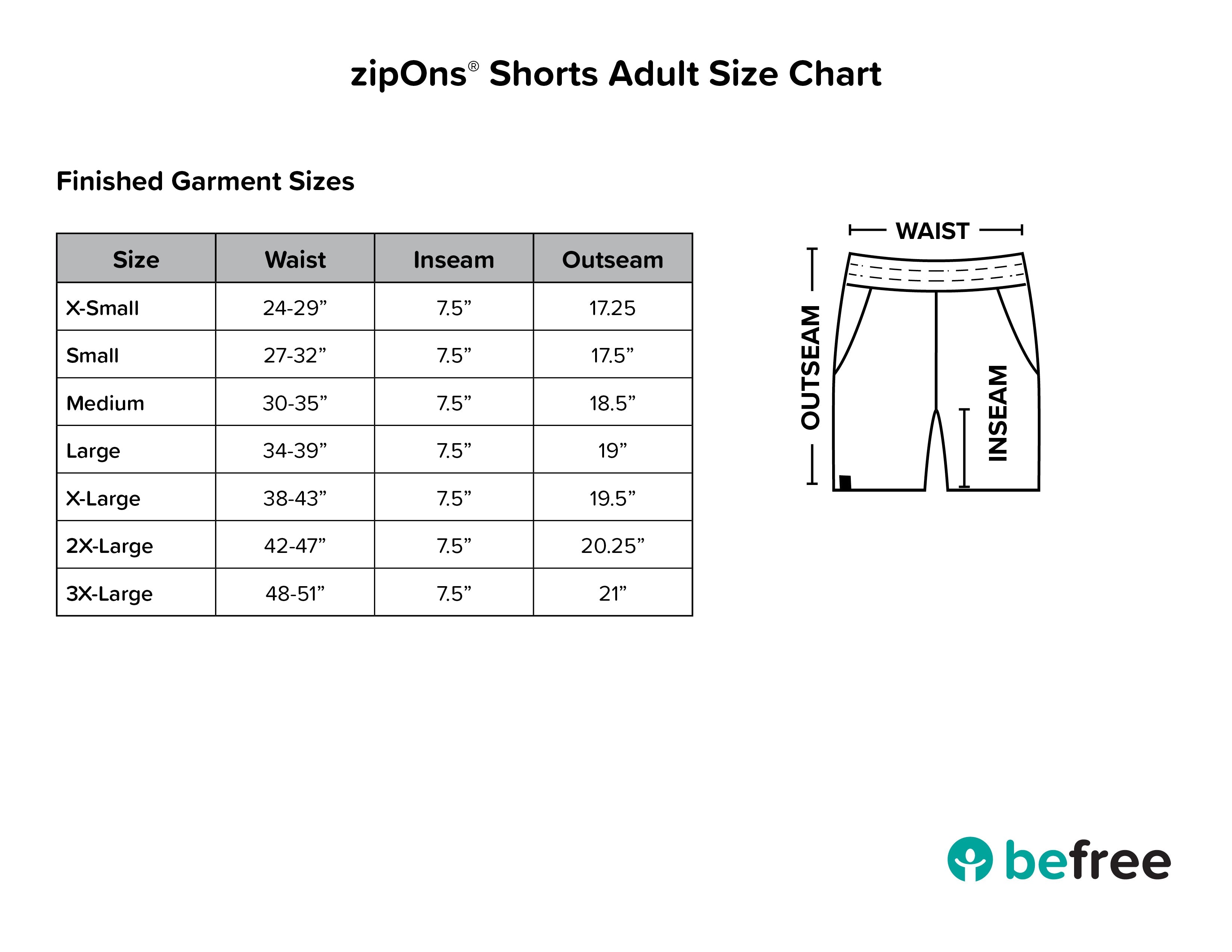 zipOns Adult Lightweight Adaptive Shorts